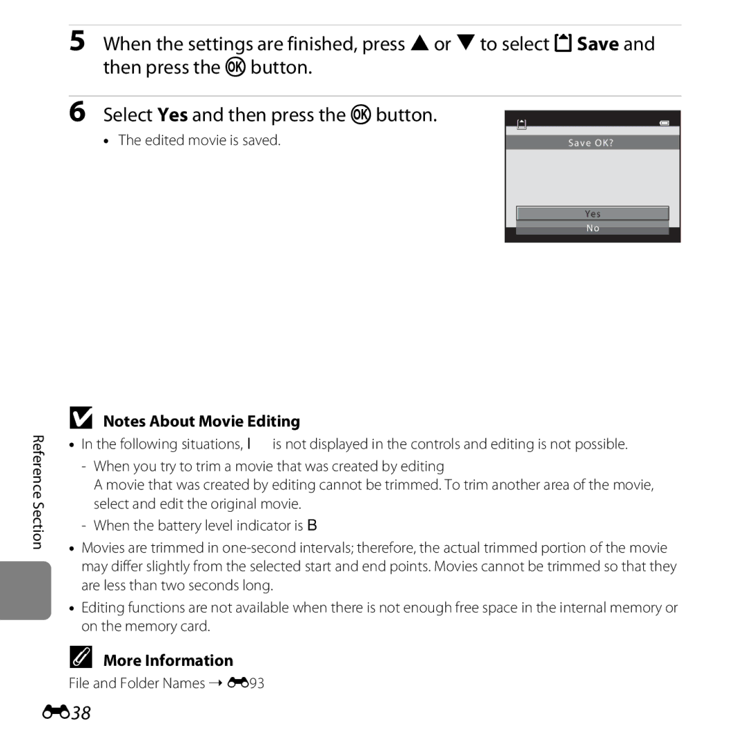 Nikon L610 Red, L610 Black, COOLPIXL610SIL, COOLPIXL610BLK, 6MNA8611-02, CT2H02 manual E38, Edited movie is saved 