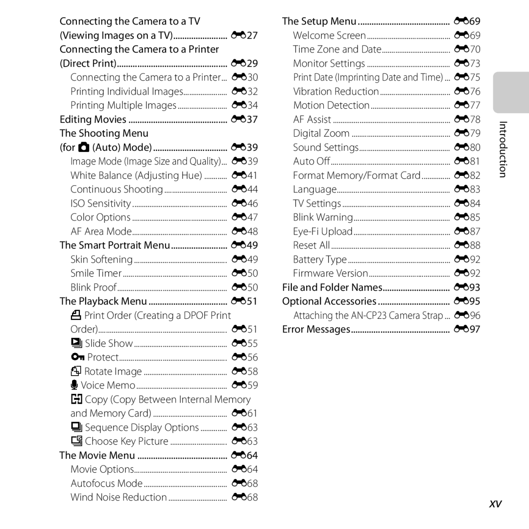 Nikon COOLPIXL610SIL Connecting the Camera to a TV, E69, E27, E70, E29, E73, E30, E75, E32, E76, E34, E77, E37, E78, E79 