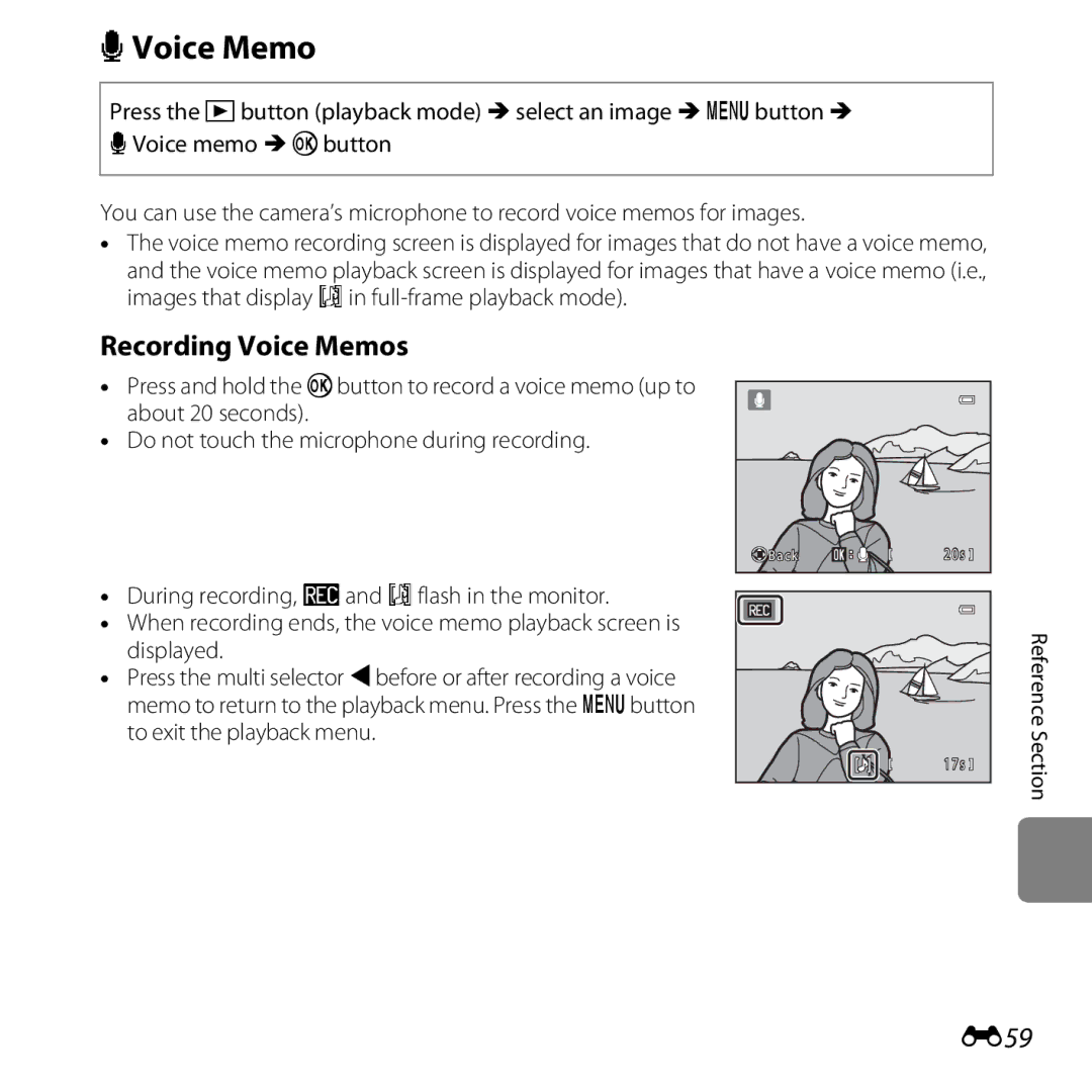 Nikon L610 Red, L610 Black, COOLPIXL610SIL, COOLPIXL610BLK, 6MNA8611-02, CT2H02 EVoice Memo, Recording Voice Memos, E59 