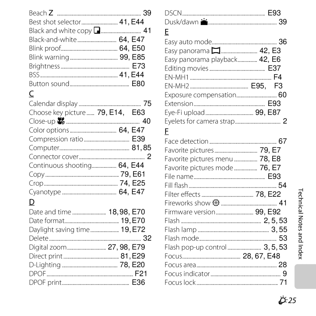 Nikon L610 Red, L610 Black, COOLPIXL610SIL, COOLPIXL610BLK, 6MNA8611-02, CT2H02 manual F25, Choose key picture ..... , E14, E63 