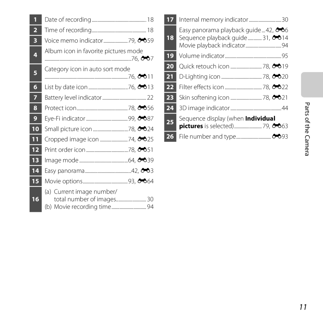 Nikon L610 Black 79, E59, 76, E7, Category icon in auto sort mode, 76, E11, 76, E13, 78, E56, 99, E87, 78, E24, 74, E25 