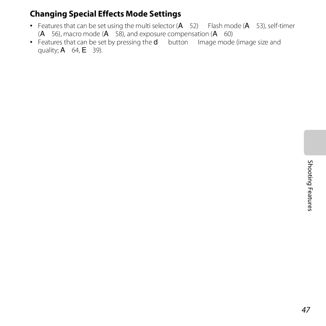 Nikon L610 Red, L610 Black, COOLPIXL610SIL, COOLPIXL610BLK, 6MNA8611-02, CT2H02 manual Changing Special Effects Mode Settings 