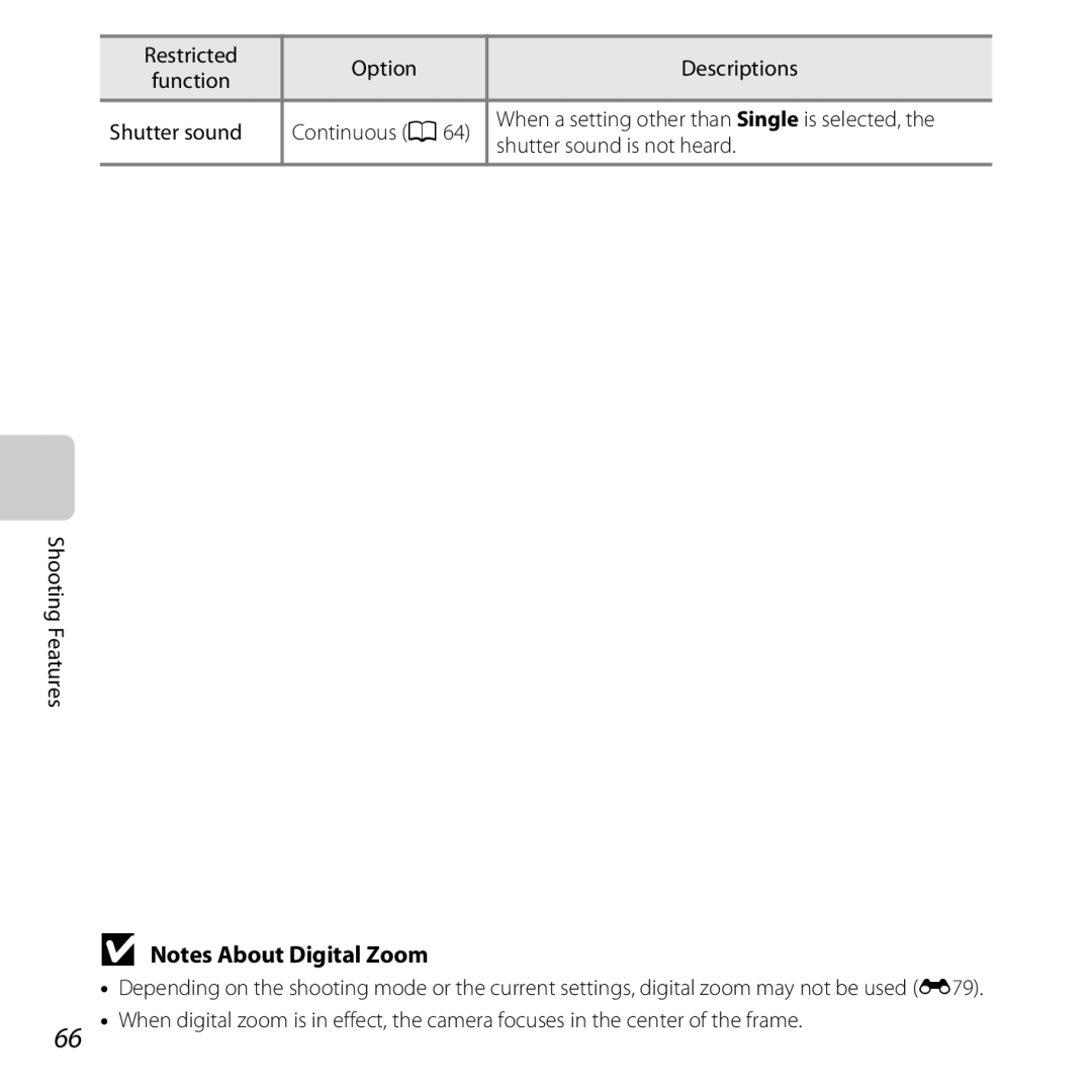 Nikon L610 Red, L610 Black, CT2H02 Restricted Option Descriptions, Shutter sound Continuous a, Shutter sound is not heard 