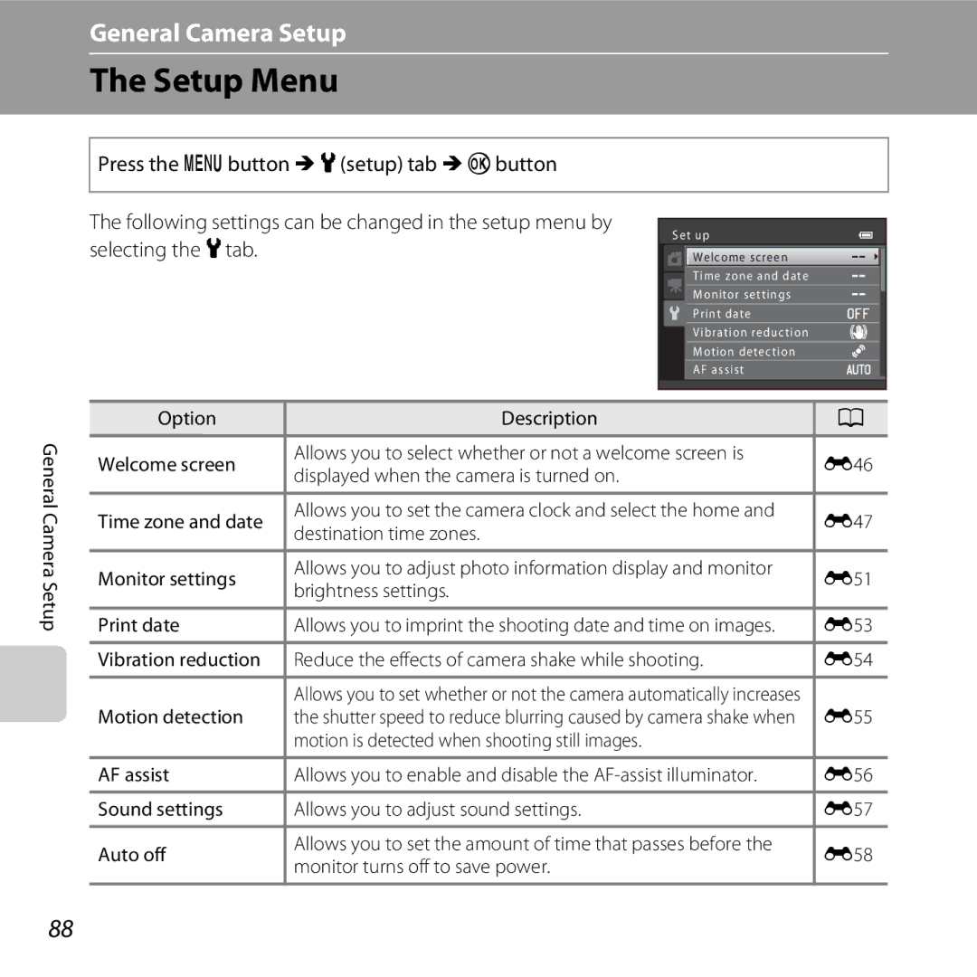 Nikon COOLPIXL810BLUE, COOLPIXL810RED, COOLPIXL810BLK user manual Setup Menu 