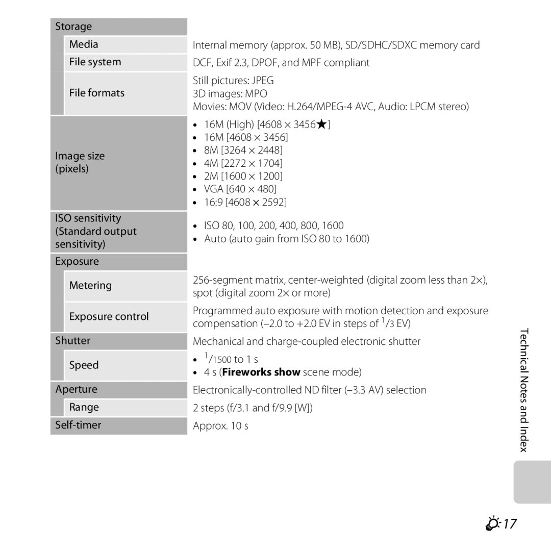 Nikon COOLPIXL810BLK, COOLPIXL810BLUE, COOLPIXL810RED user manual F17, Fireworks show scene mode 