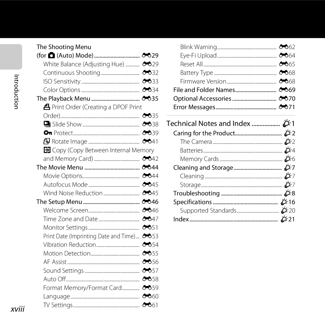 Nikon COOLPIXL810BLUE, COOLPIXL810RED, COOLPIXL810BLK user manual Xviii 