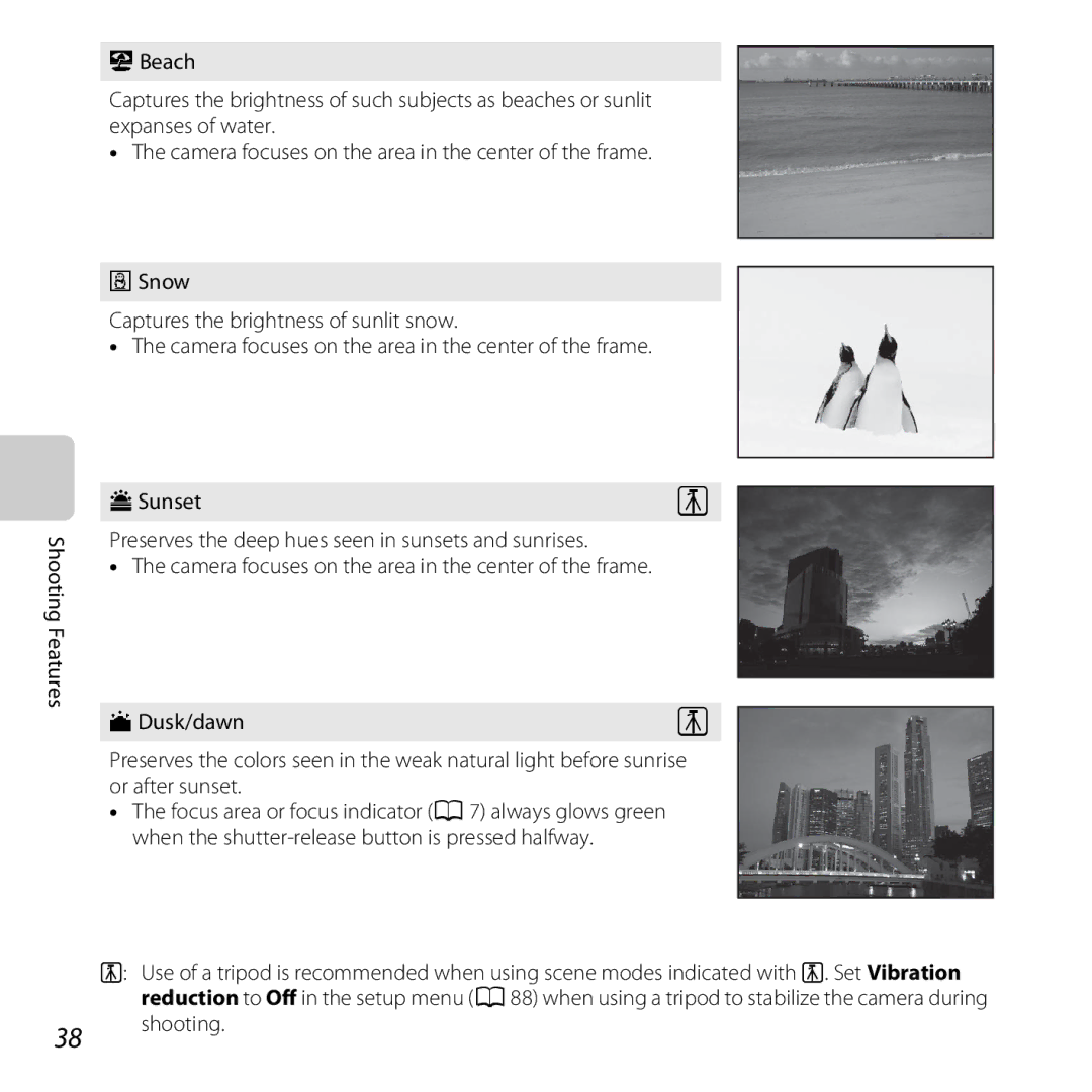 Nikon COOLPIXL810RED, COOLPIXL810BLUE, COOLPIXL810BLK user manual HSunset, IDusk/dawn 