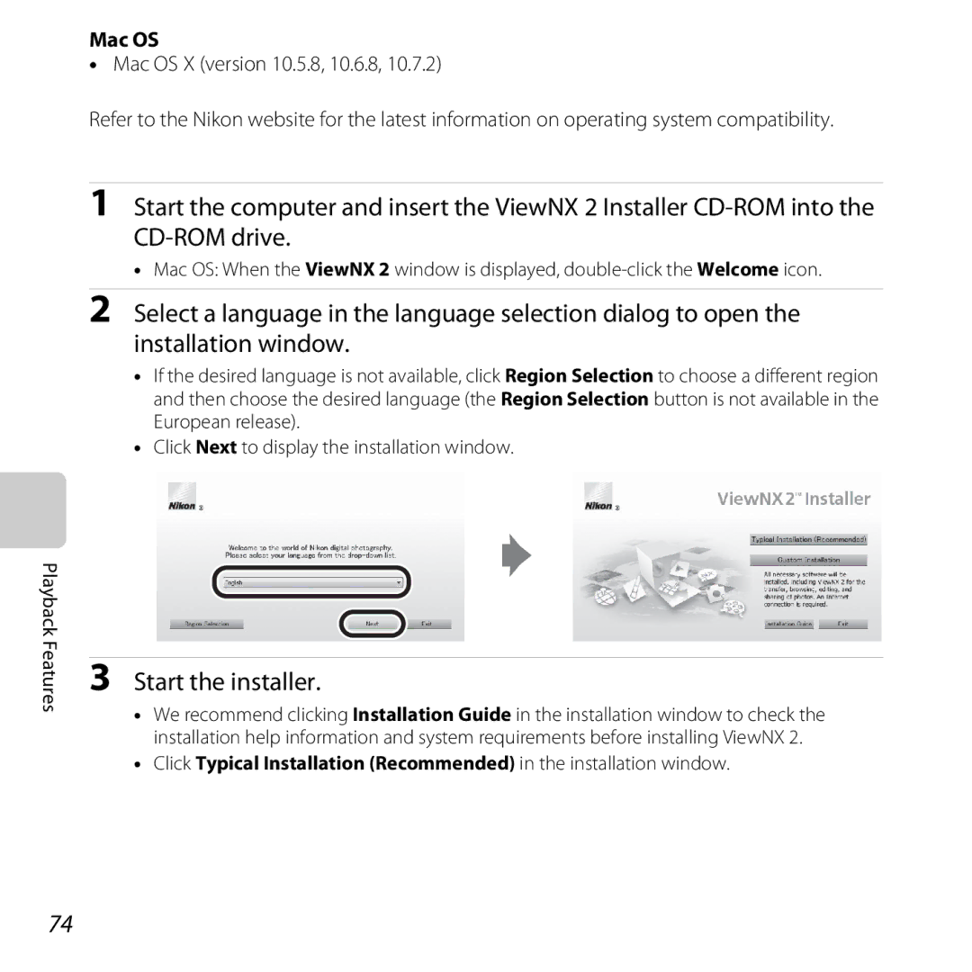 Nikon COOLPIXL810RED, COOLPIXL810BLUE, COOLPIXL810BLK user manual Start the installer, Mac OS 