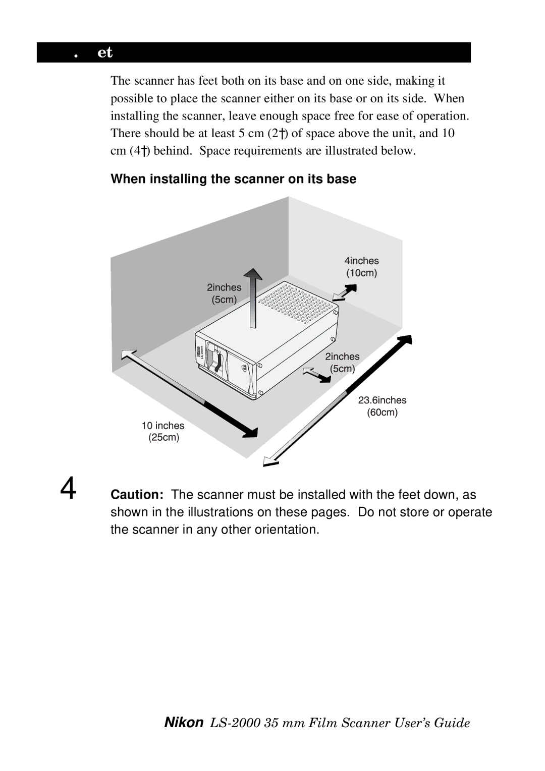 Nikon LS-2000 manual When installing the scanner on its base 