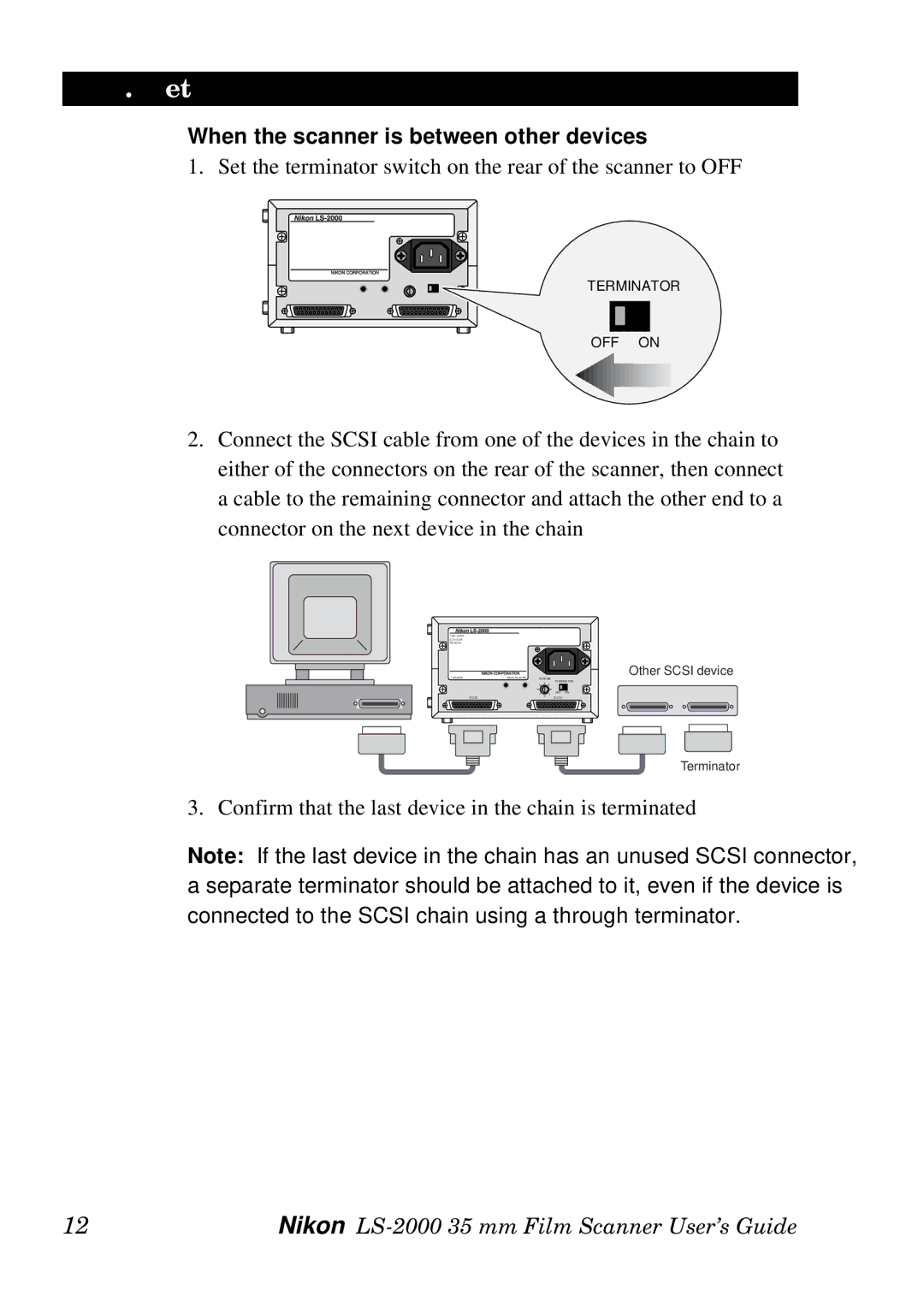 Nikon LS-2000 manual When the scanner is between other devices 