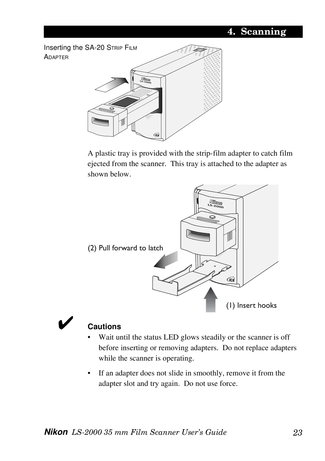 Nikon LS-2000 manual Inserting the SA-20 Strip Film 