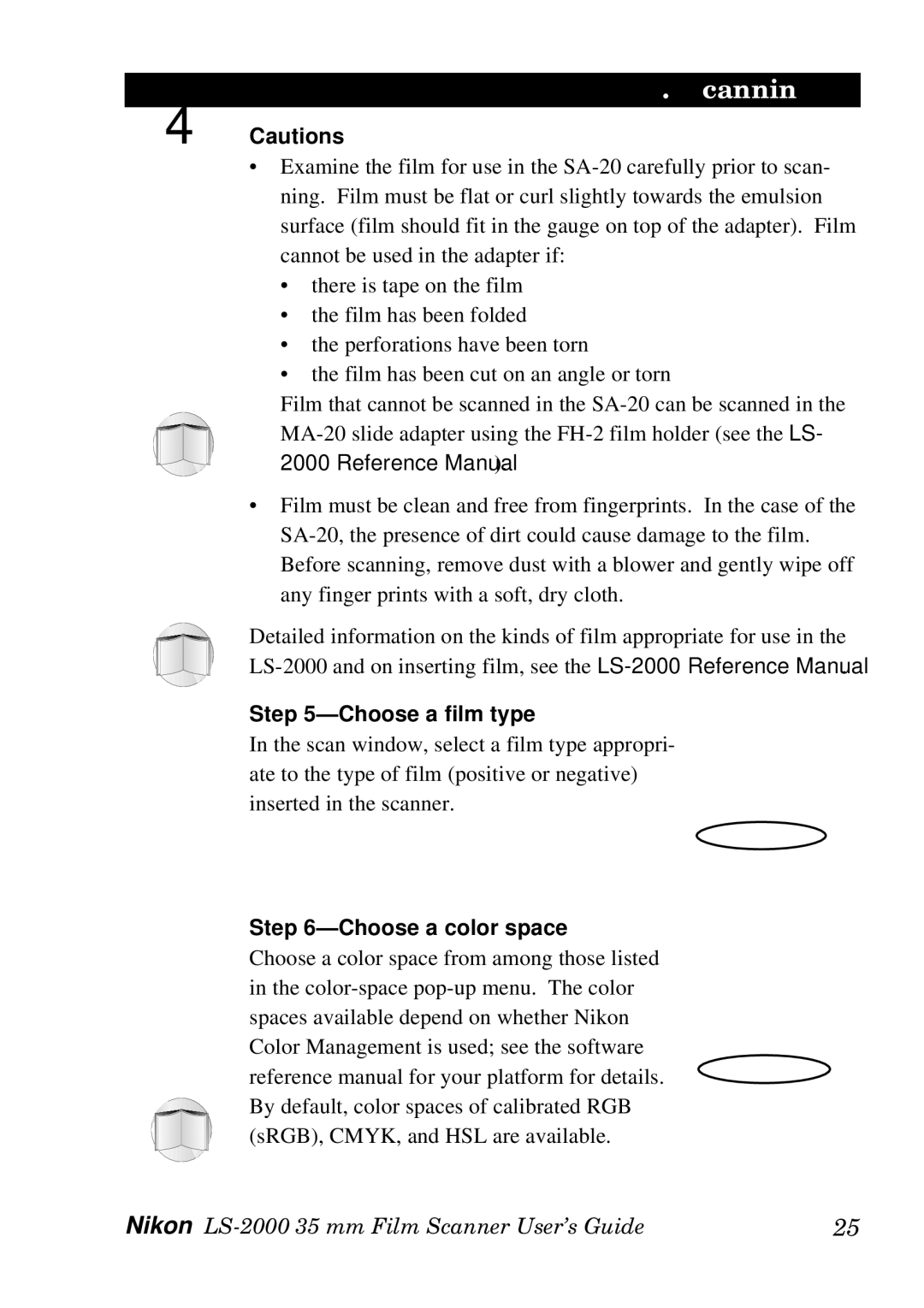 Nikon LS-2000 manual Choose a film type, Choose a color space 