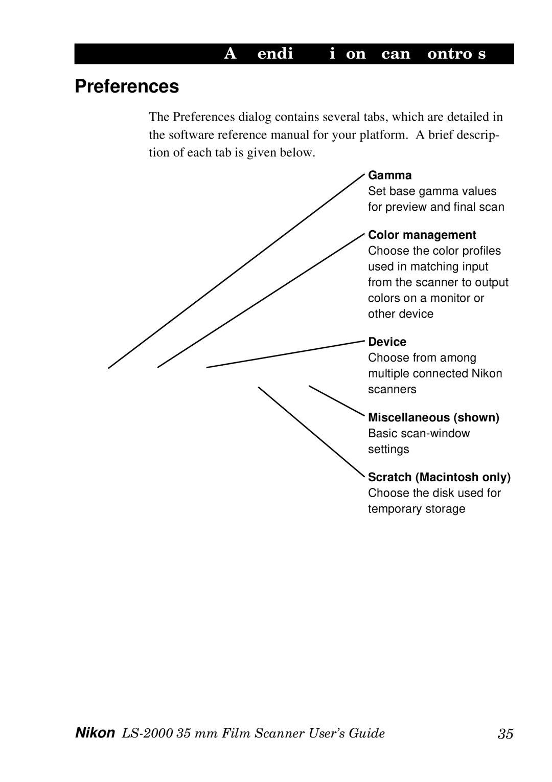 Nikon LS-2000 manual Preferences, Color management 