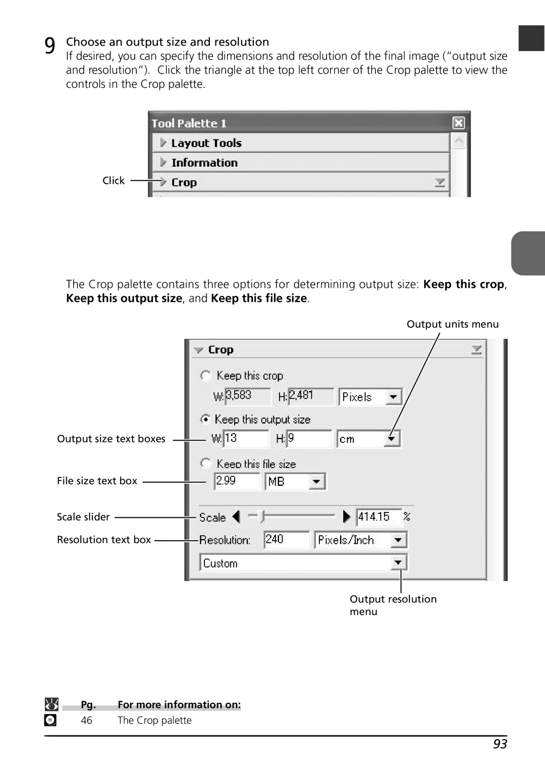 Nikon LS4000 user manual Choose an output size and resolution 