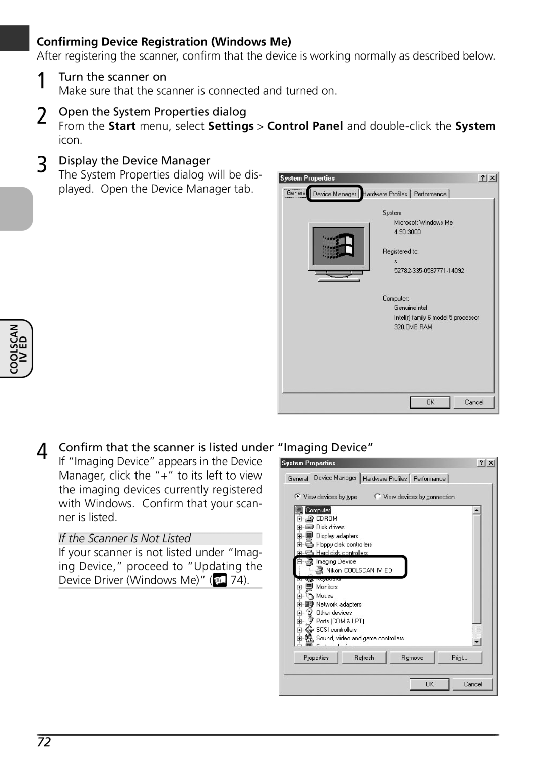 Nikon LS4000 user manual Confirming Device Registration Windows Me 