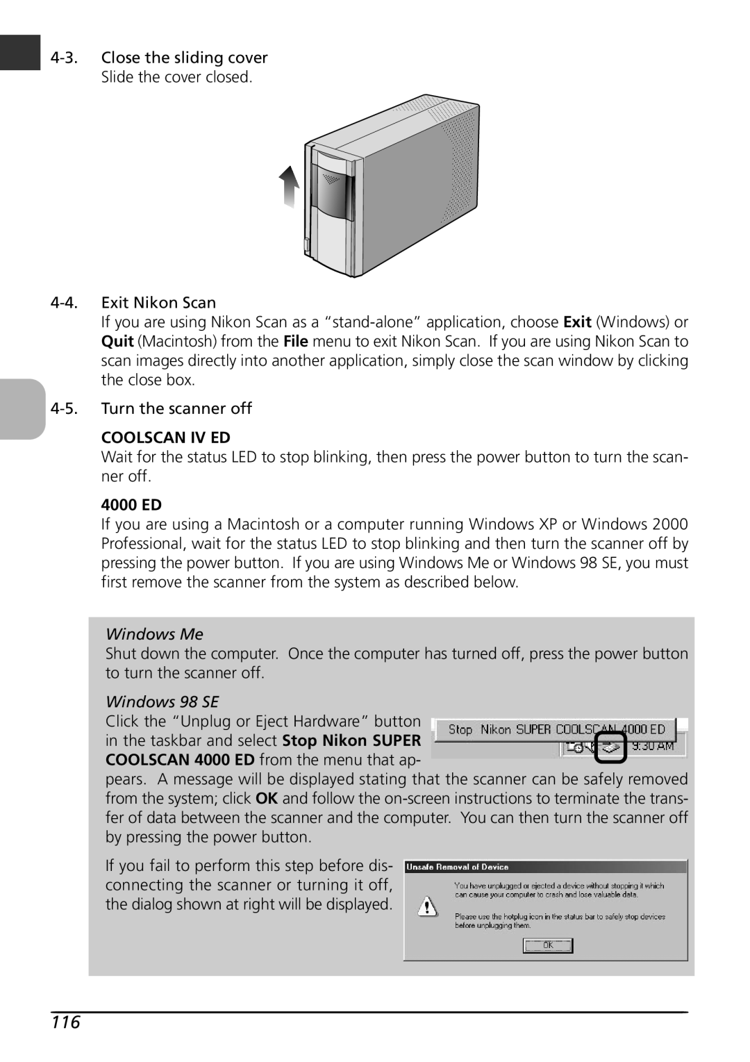 Nikon LS4000 user manual 116, 4000 ED 