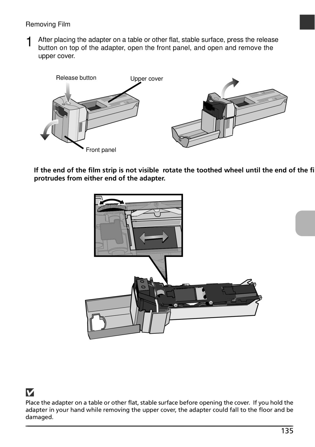 Nikon LS4000 user manual 135, Removing Film, Upper cover 