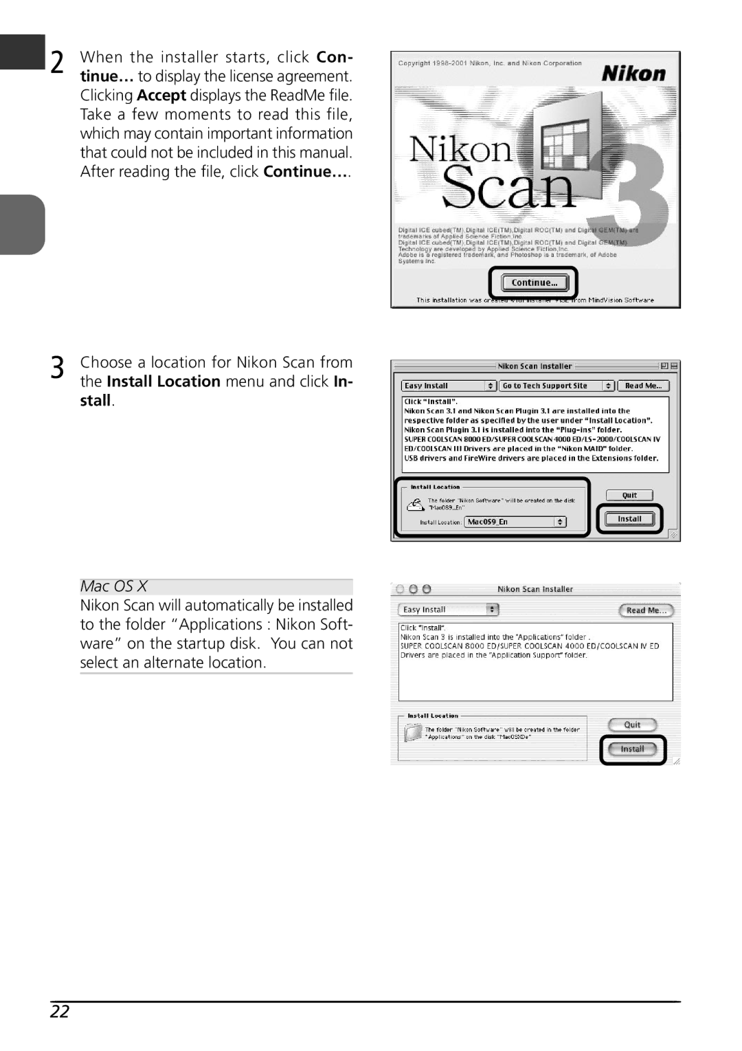 Nikon LS4000 user manual Stall, Install Location menu and click 