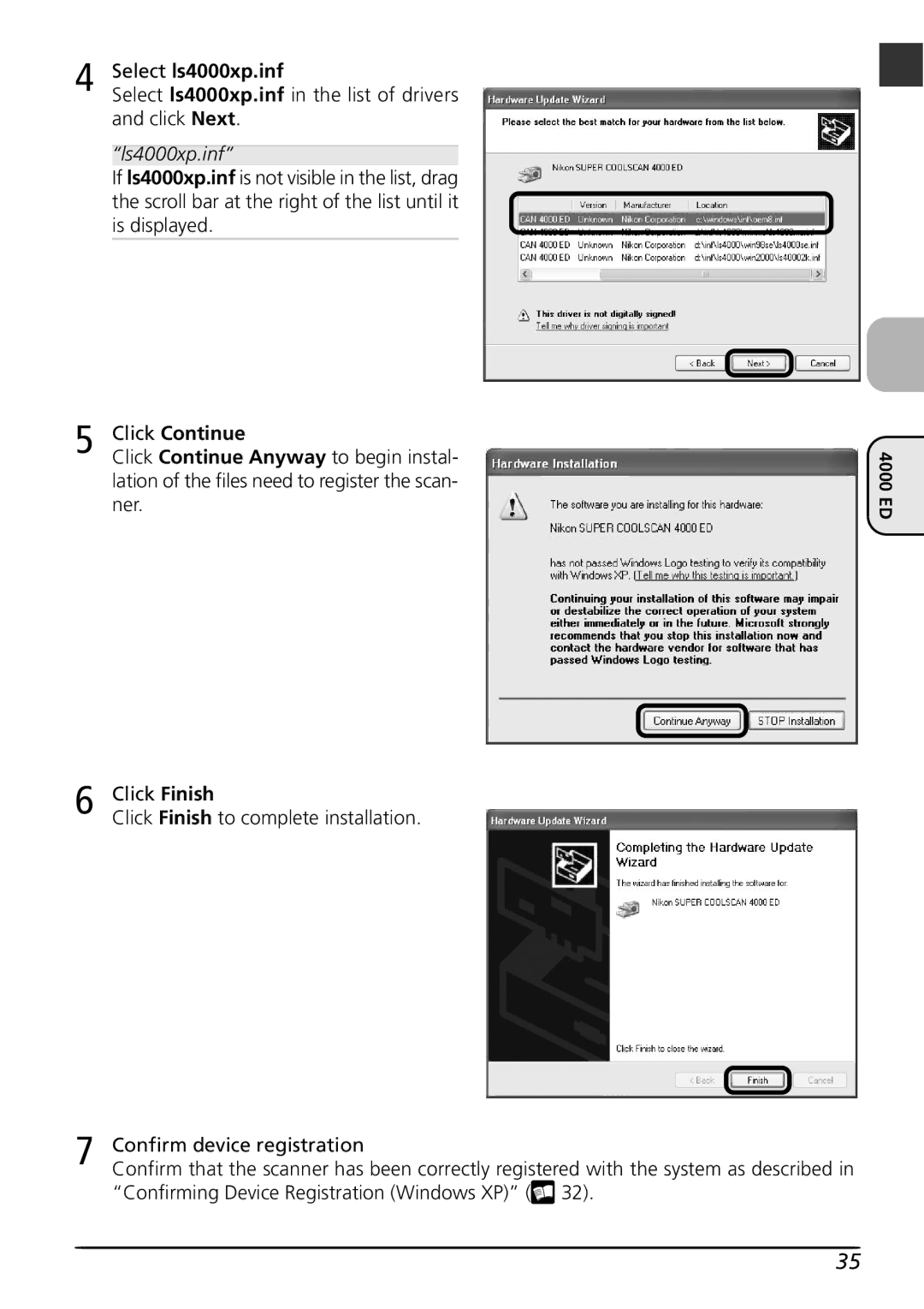 Nikon LS4000 user manual Select ls4000xp.inf 