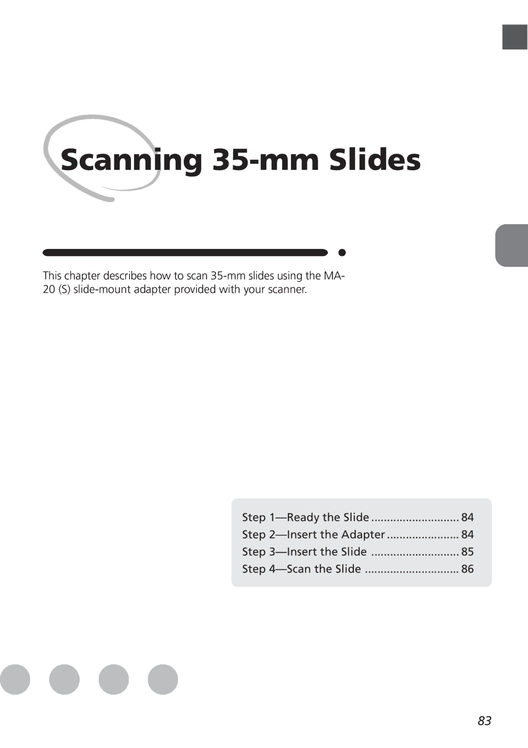 Nikon LS4000 user manual Scanning 35-mm Slides 