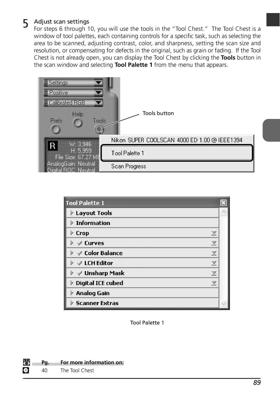 Nikon LS4000 user manual Adjust scan settings 