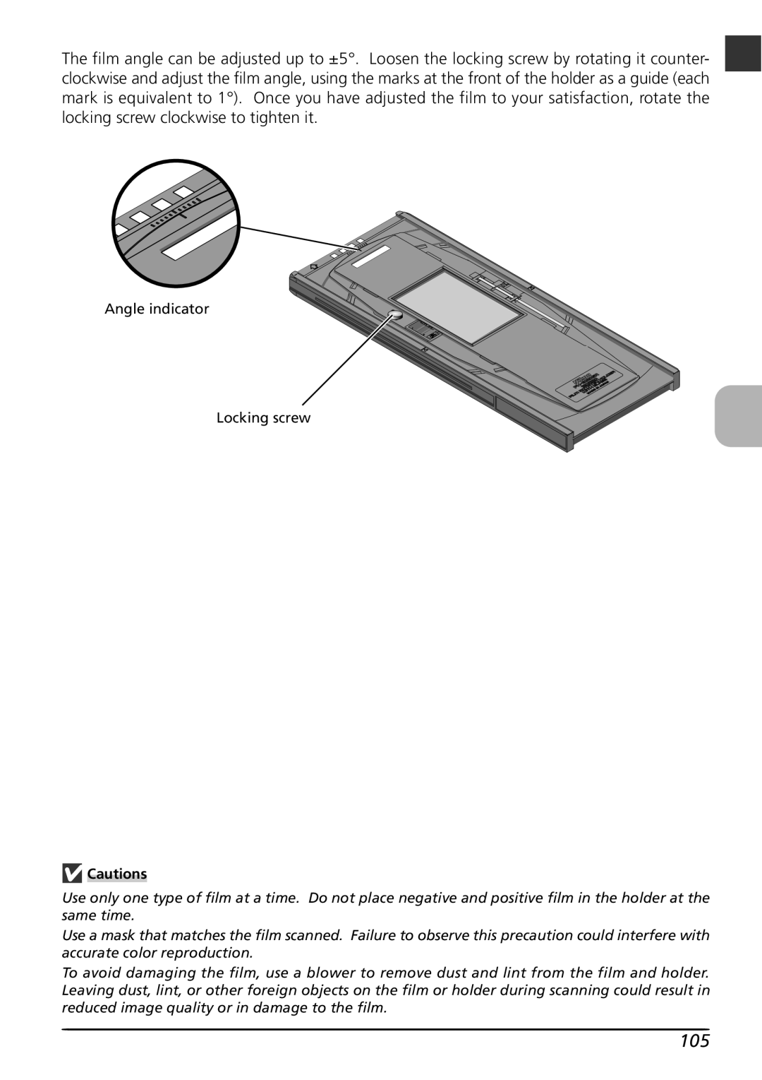 Nikon LS8000 user manual Angle indicator Locking screw 