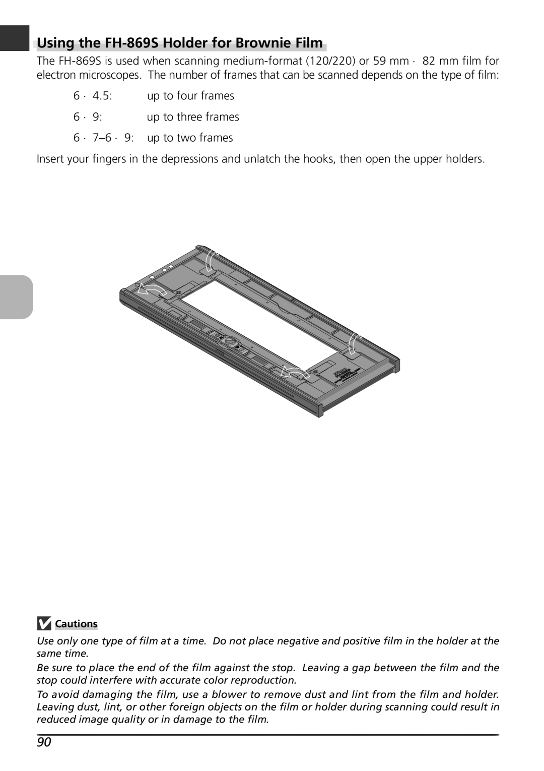 Nikon LS8000 user manual Using the FH-869S Holder for Brownie Film 