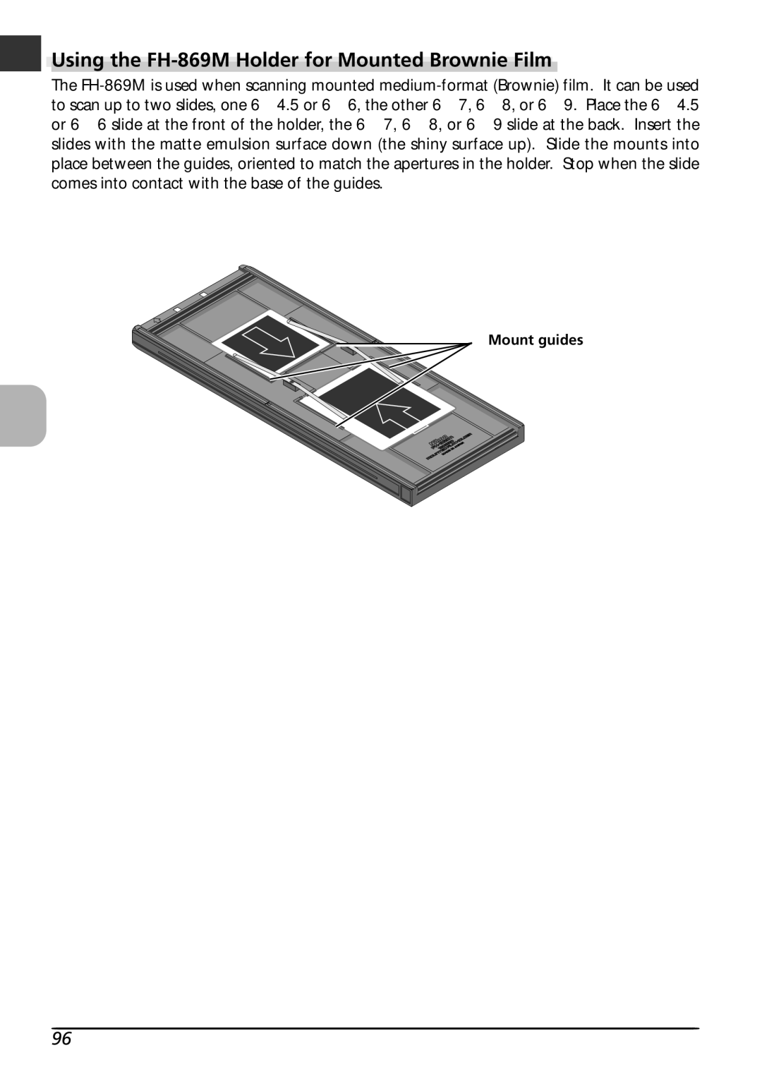 Nikon LS8000 user manual Using the FH-869M Holder for Mounted Brownie Film 