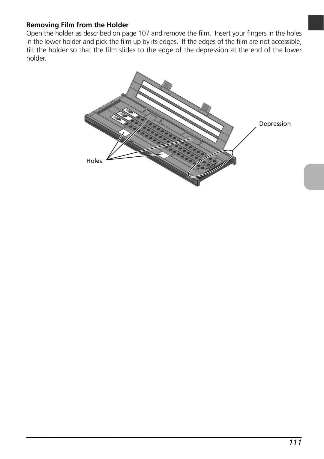 Nikon LS8000 user manual 111, Removing Film from the Holder 