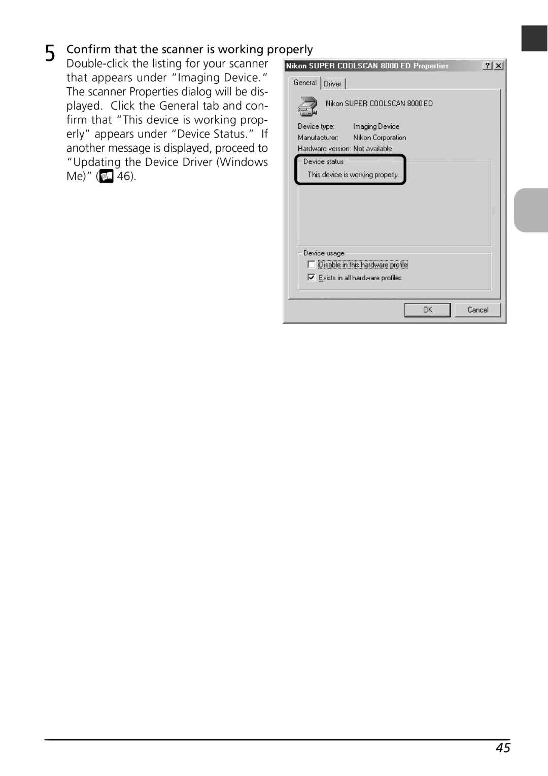 Nikon LS8000 user manual Confirm that the scanner is working properly 