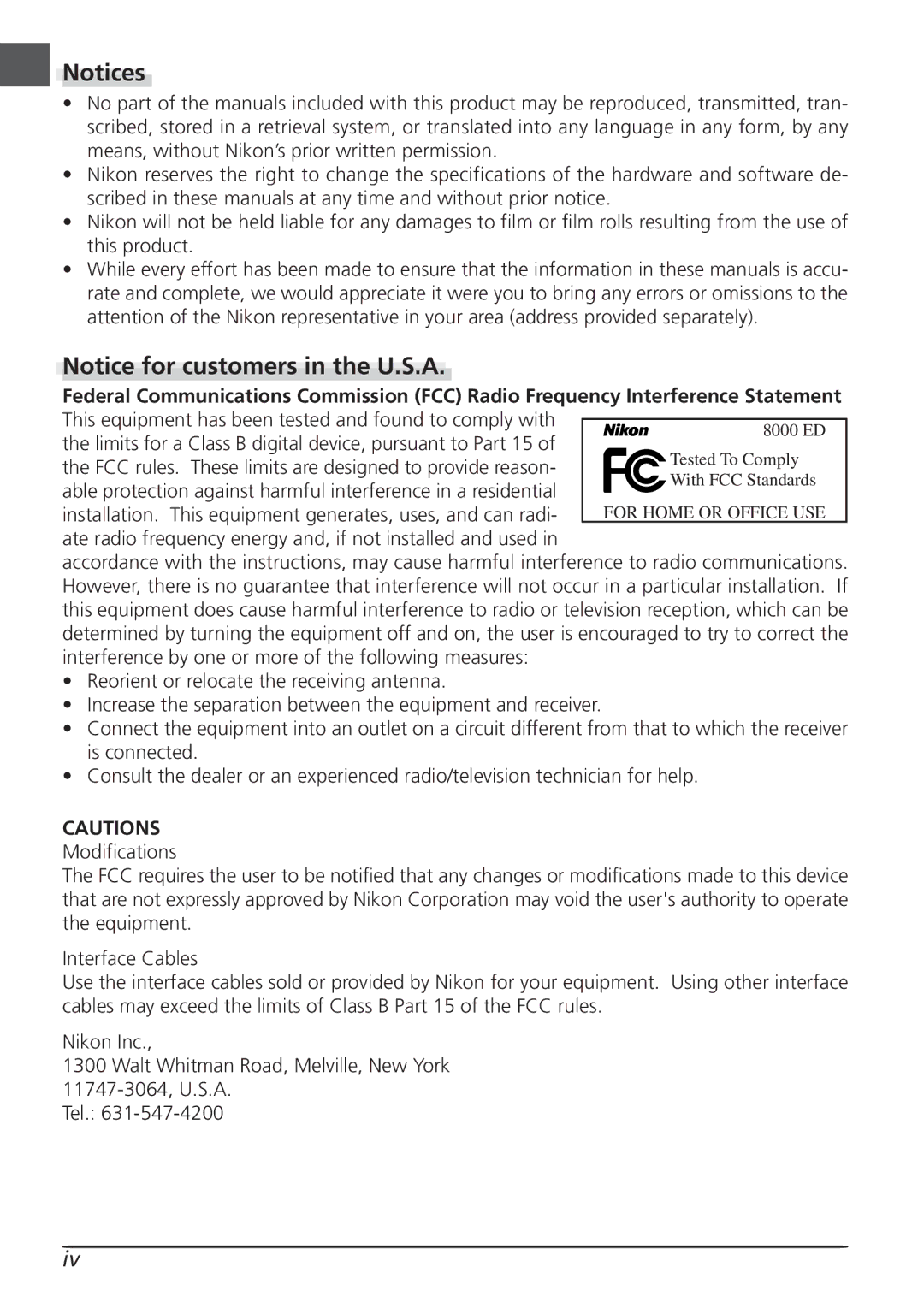 Nikon LS8000 user manual 