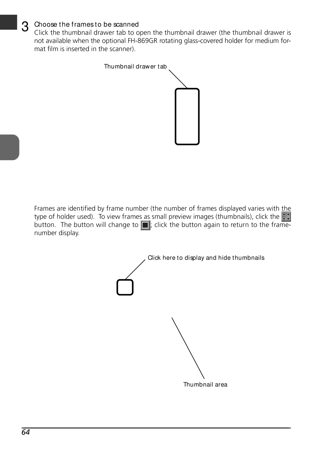 Nikon LS8000 user manual Choose the frames to be scanned 