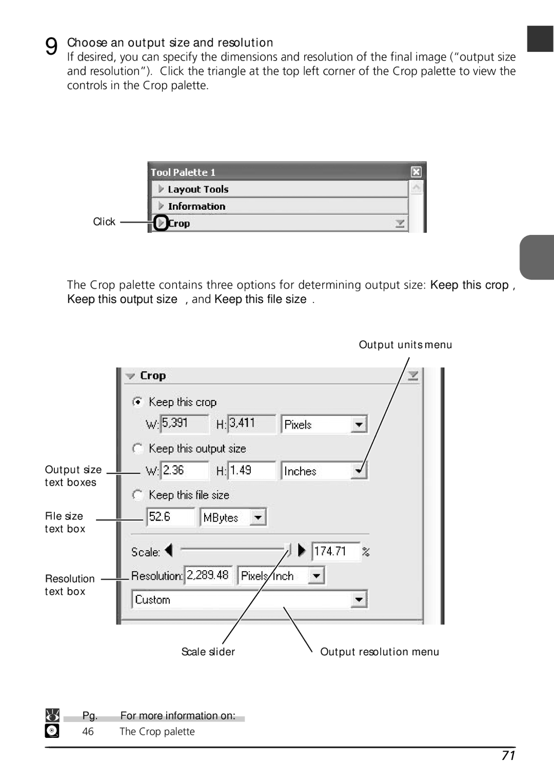 Nikon LS8000 user manual Choose an output size and resolution, Resolution 