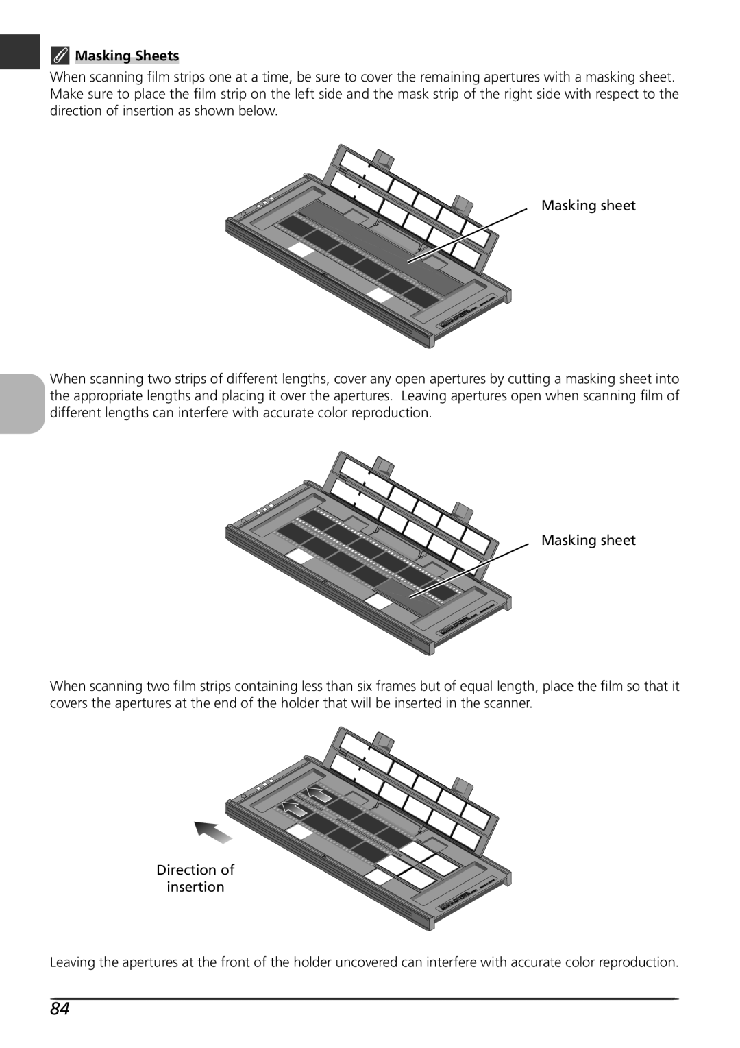 Nikon LS8000 user manual Masking Sheets 