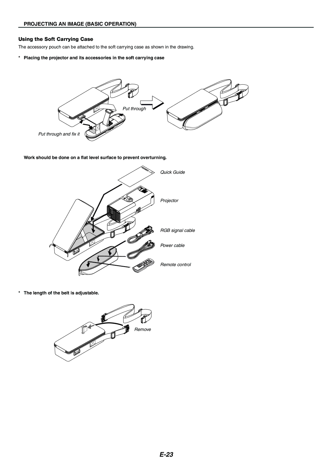 Nikon LT170 manual Using the Soft Carrying Case, Length of the belt is adjustable 