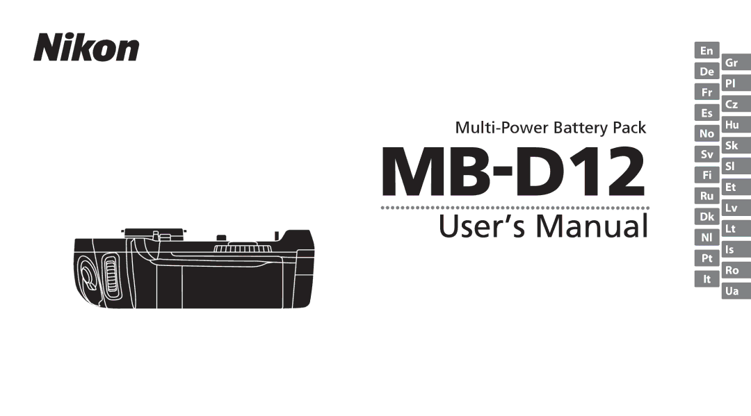 Nikon MB-D12 manual Multi-Power Battery Pack 