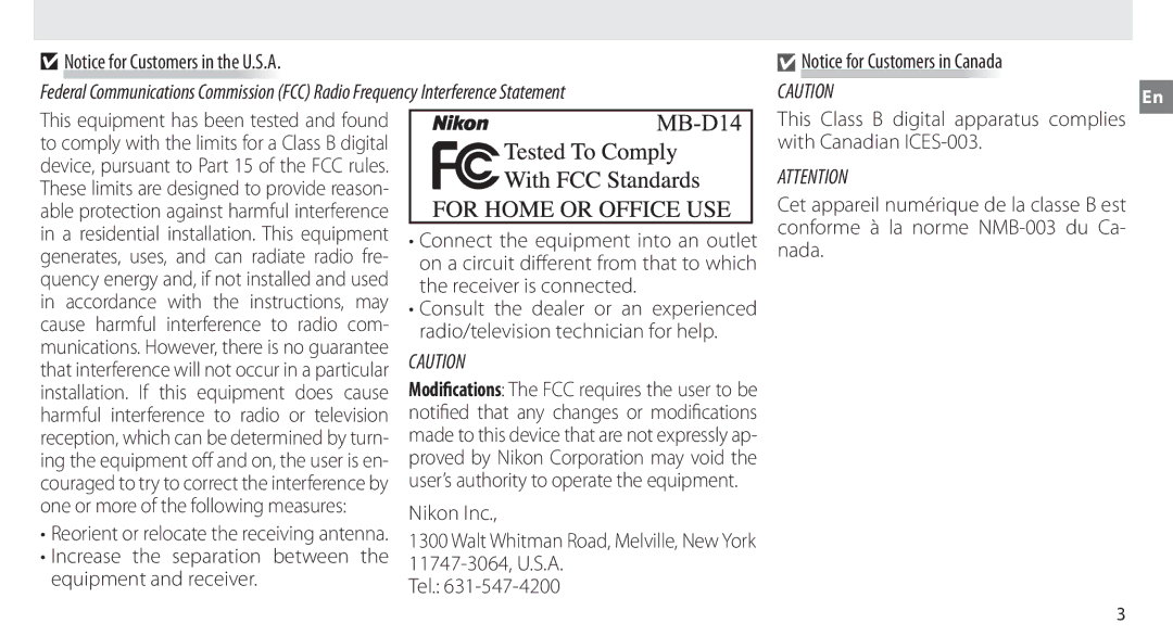 Nikon MB-D14 manual Reorient or relocate the receiving antenna 