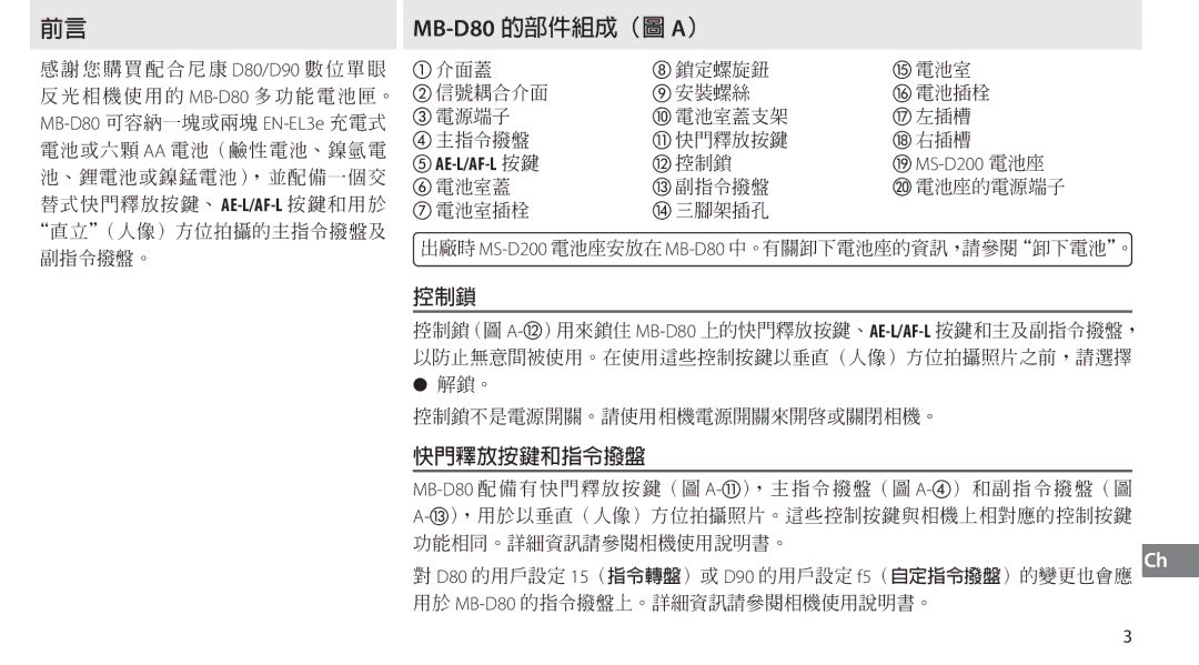 Nikon MB-D80 user manual 