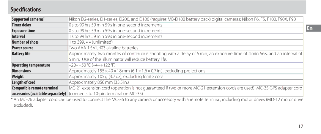 Nikon MC-36 instruction manual 