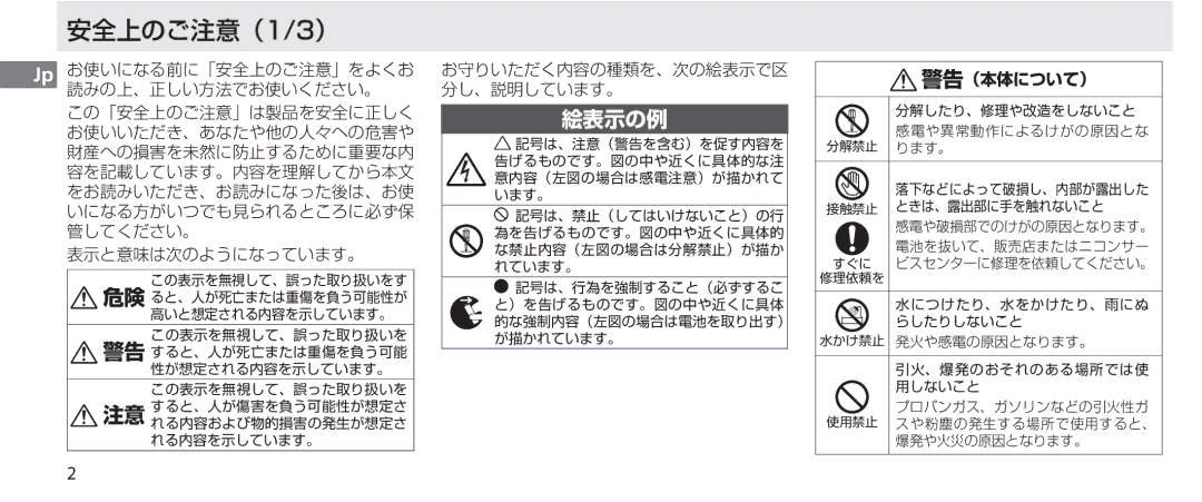 Nikon MC-36 instruction manual 安全上のご注意（1/3）, 絵表示の例 