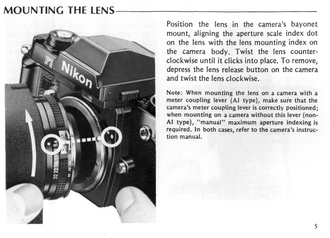 Nikon Micro-Nikkor 200mm f/4 IF instruction manual Mounting the Lens 