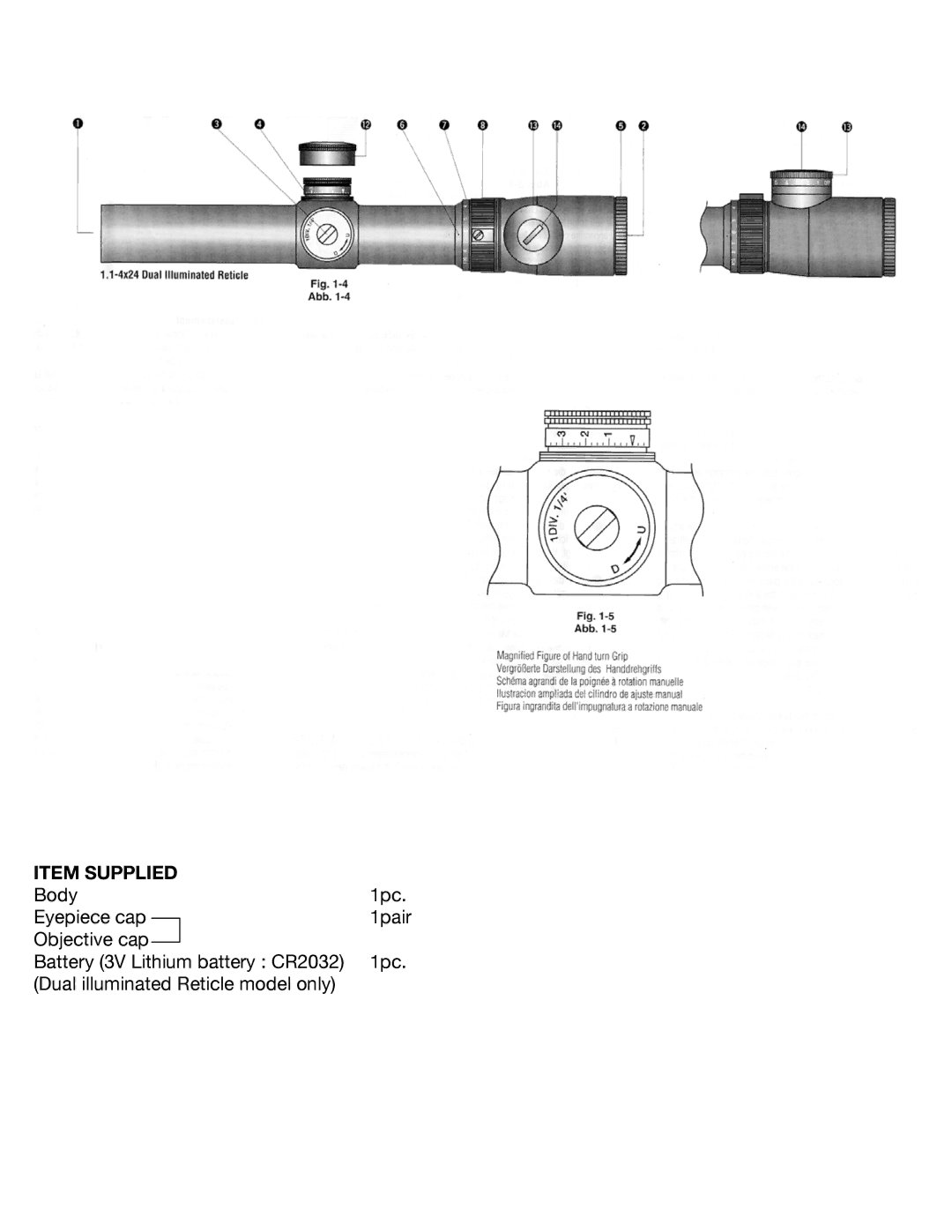 Nikon Monarch Gold (E) instruction manual Item Supplied 