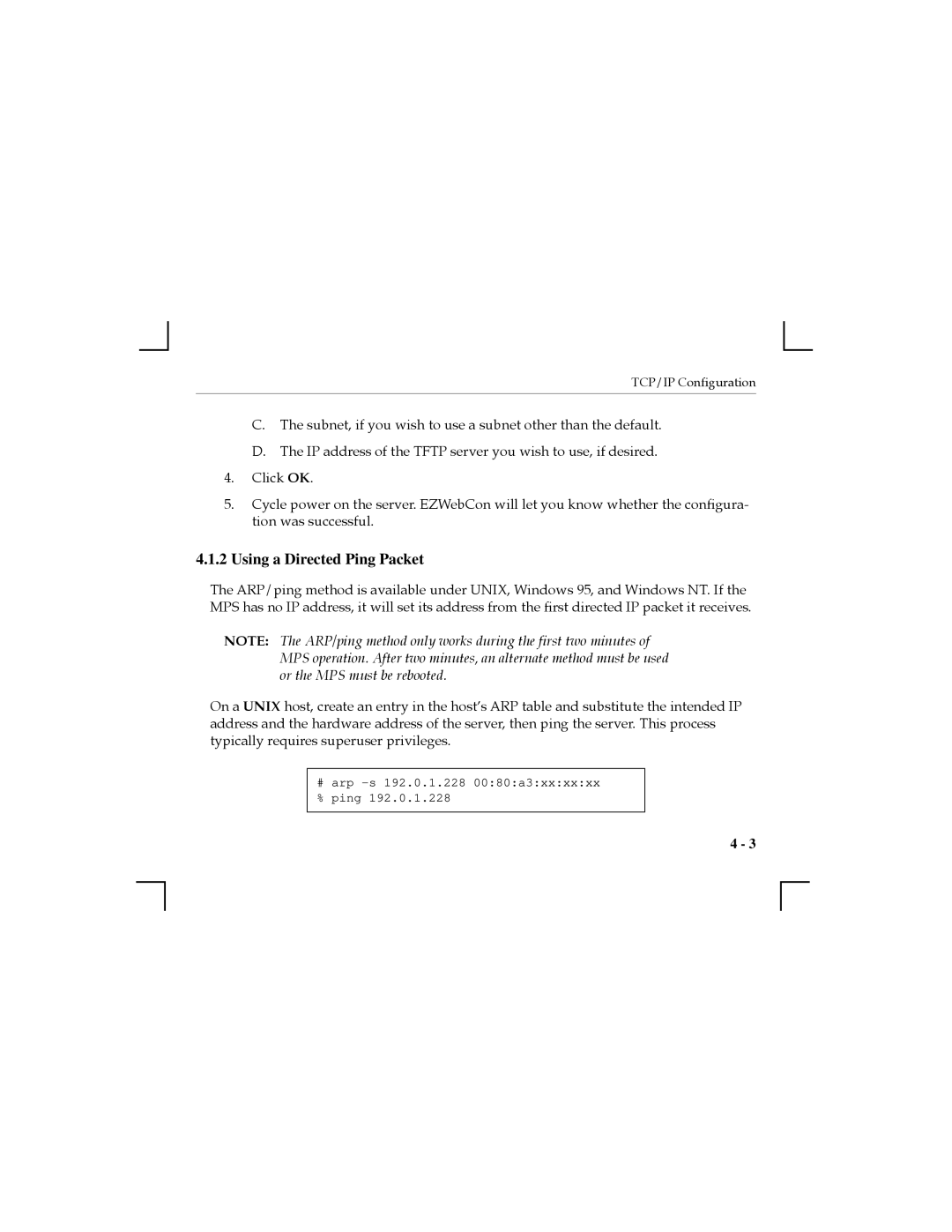 Nikon MPS1-2, MPS1-T, MPS100 manual Using a Directed Ping Packet 