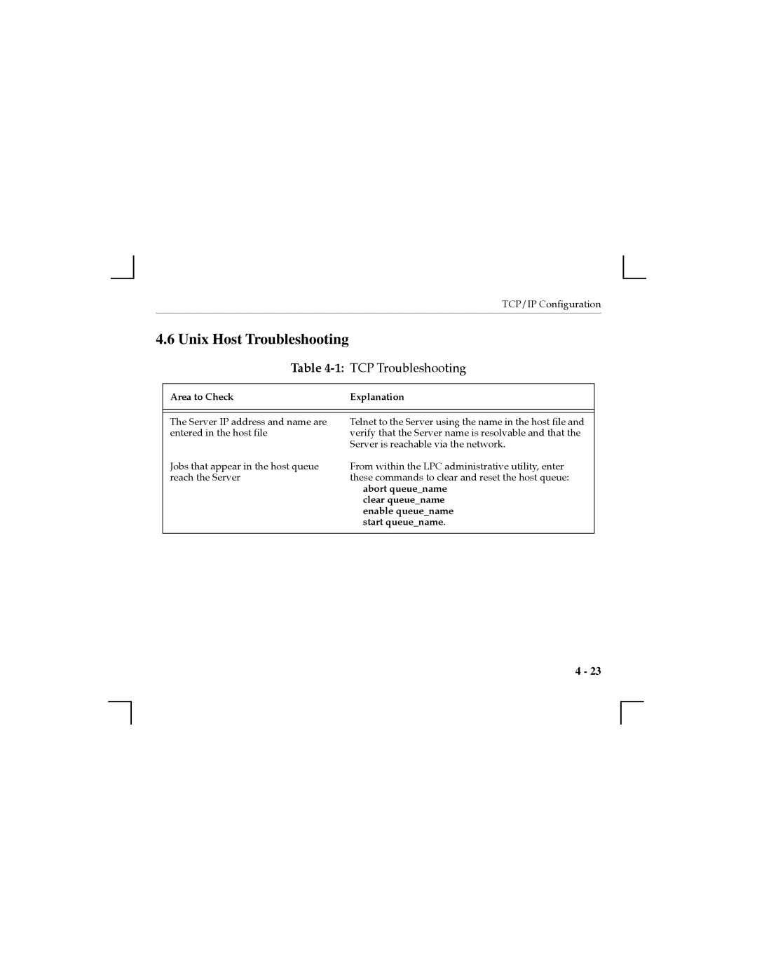 Nikon MPS1-2, MPS1-T, MPS100 manual Unix Host Troubleshooting, 1TCP Troubleshooting, Area to Check 