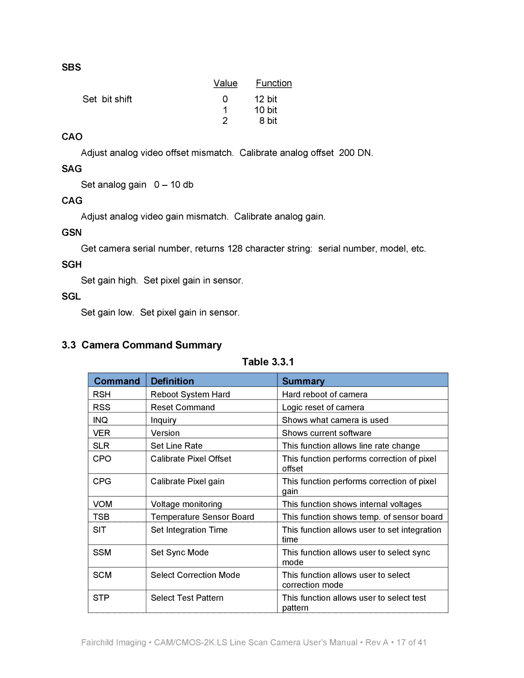 Nikon MRDI user manual Camera Command Summary, Command Definition Summary 