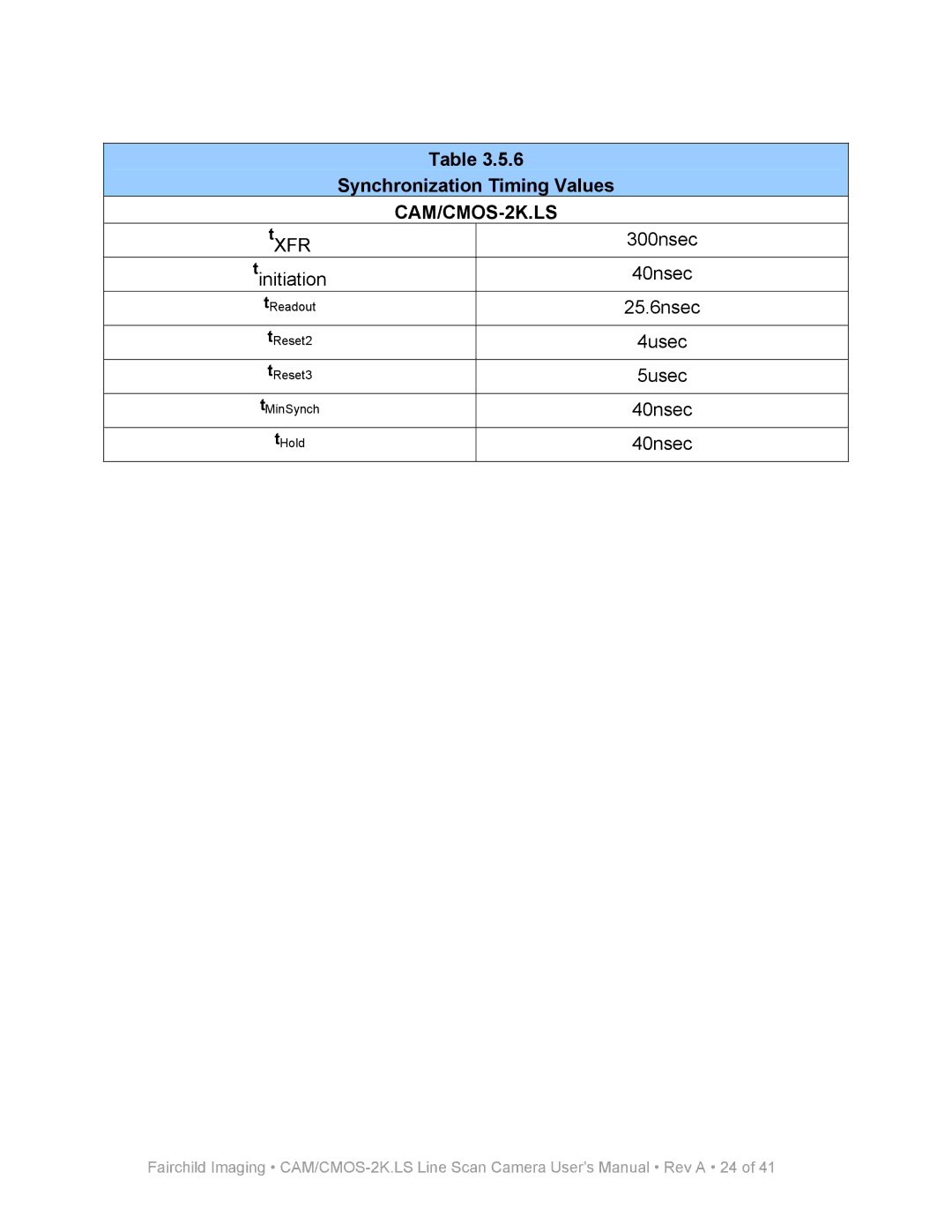 Nikon MRDI user manual Synchronization Timing Values, CAM/CMOS-2K.LS 