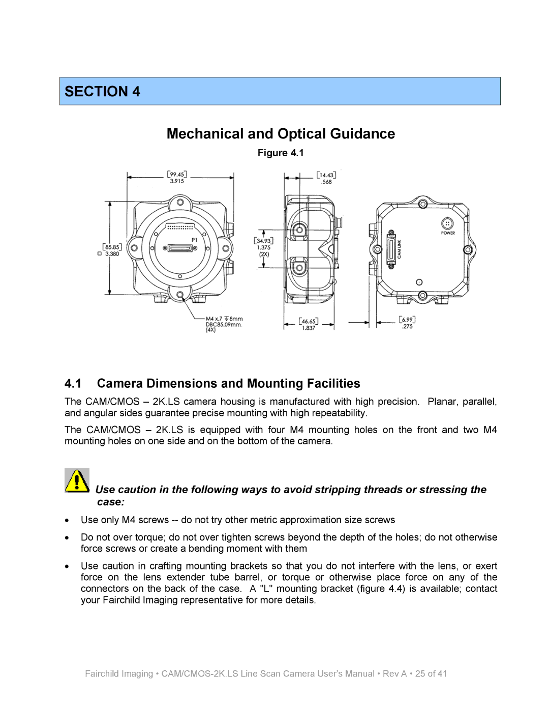 Nikon MRDI user manual Mechanical and Optical Guidance, Camera Dimensions and Mounting Facilities 