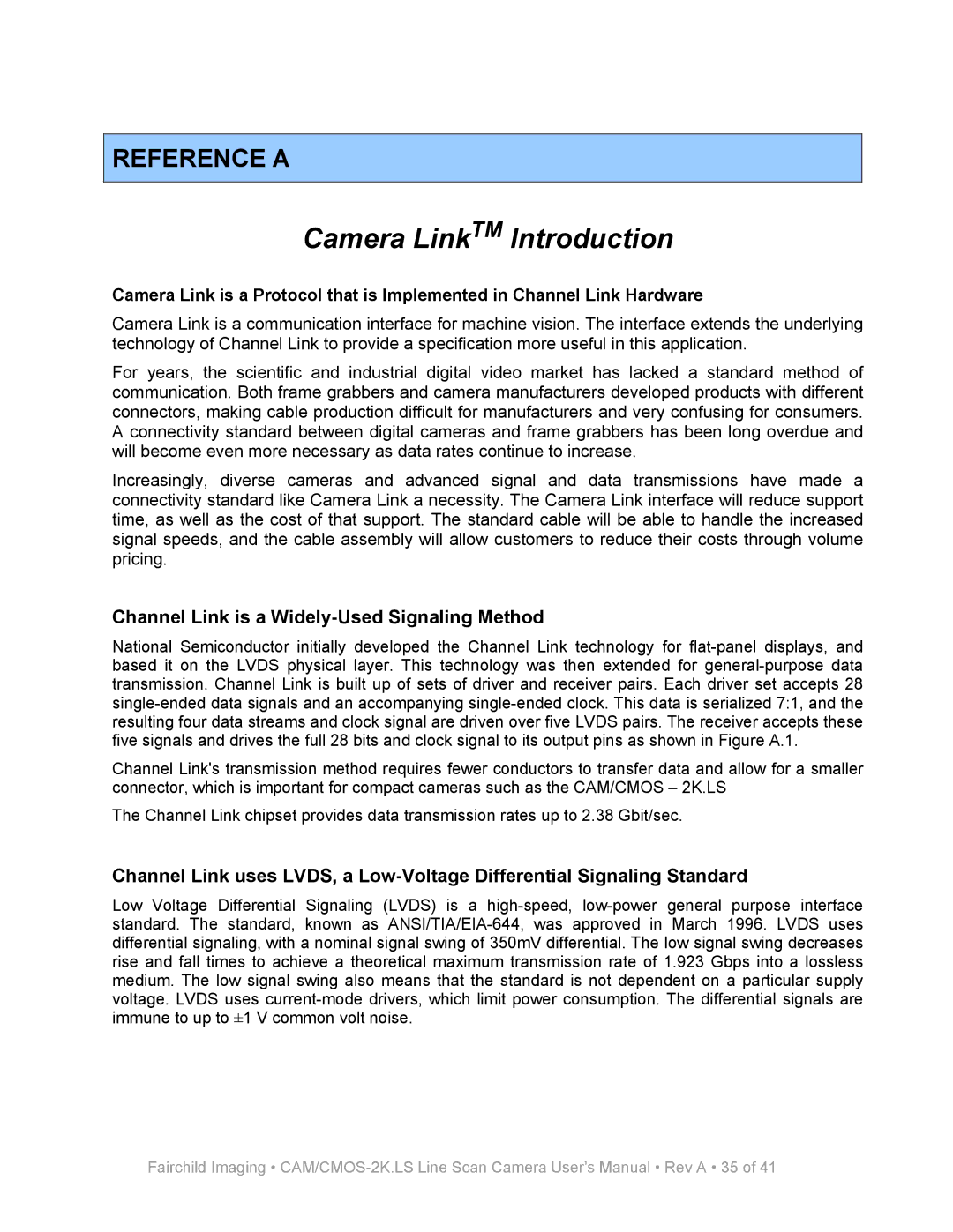 Nikon MRDI user manual Camera LinkTM Introduction, Channel Link is a Widely-Used Signaling Method 