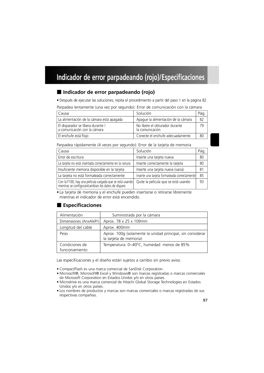 Nikon MV-1 Causa Solución, Error de escritura Inserte una tarjeta nueva, Inserte correctamente la tarjeta 