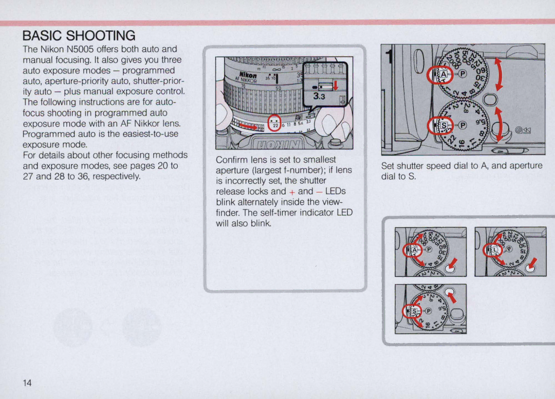 Nikon N5005 instruction manual Basic Shooting 